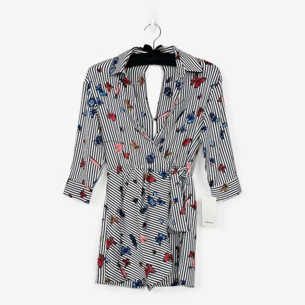 Zara Butterfly Romper Size XS Striped Casual Chic Playful Summer‎ Vacation